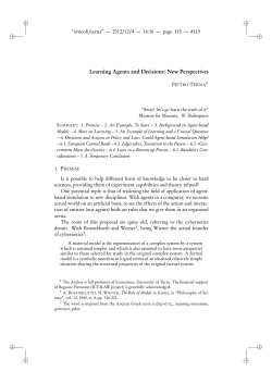 Learning Agents and Decisions - USI - ECO
