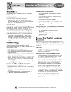 Orientation and Conferencing Plan Stage 1