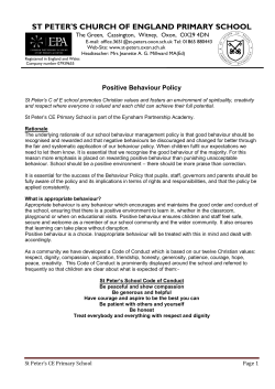 Behaviour Policy Jan 2016 - St Peter`s Church of England Primary