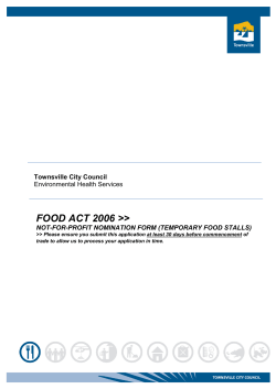 Not For Profit Nomination Form (Temp Food Stall)