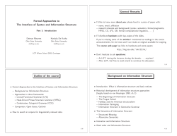 General Remarks Background on Information Structure Formal