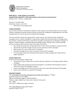 Public Relations Case Studies GEORGETOWN UNIVERSITY