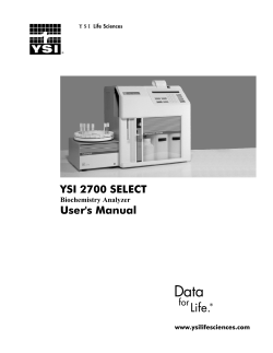 YSI 2700 Select Biochemistry Analyzer Manual