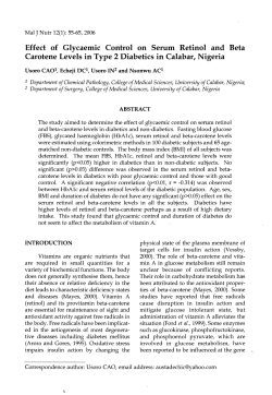 Effect of Glycaemic Control on Serum Retinol and Beta Carotene