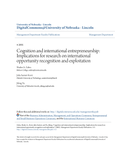 Cognition and international entrepreneurship