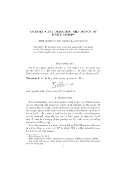 AN INEQUALITY DETECTING NILPOTENCY OF FINITE GROUPS 1