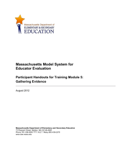 MA Model System Training Module 5: Gathering Evidence