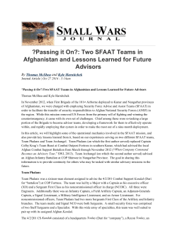 ?Passing it On?: Two SFAAT Teams in Afghanistan and Lessons
