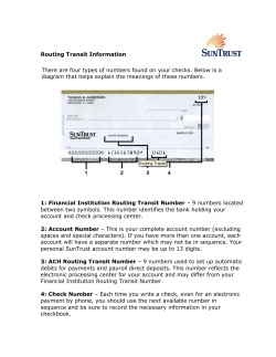 Routing Transit Information There are four types of numbers found