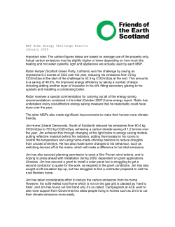 MSP Home Energy Challenge Results January 2009 Important note