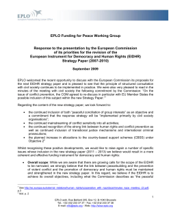 EPLO Funding for Peace Working Group Response to the