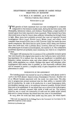 DELETERIOUS RECESSIVE GENES IN DAIRY BULLS SELECTED
