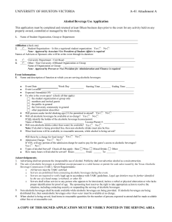 Alcohol Use Form - University of Houston