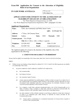 Form F68 Application - Regulatory Bodies
