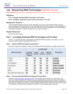 Investigate Dedicated WAN Technologies and Providers