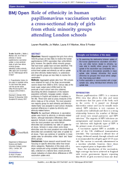 Role of ethnicity in human papillomavirus vaccination uptake: a