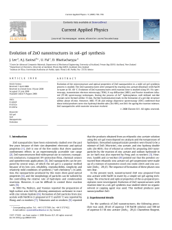 Evolution of ZnO nanostructures in sol&ndash;gel synthesis