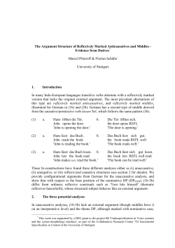 The Argument Structure of Reflexively Marked Anticausatives and