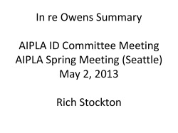 In re Owens Summary and Oral Argument Update AIPLA ID