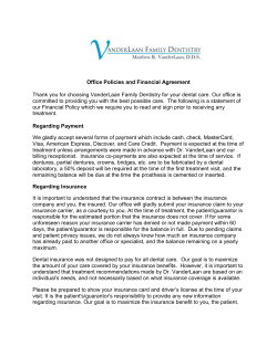 Office Policies and Financial Agreement Thank you for choosing