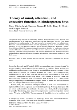 Theory of mind, attention, and executive function in kindergarten boys