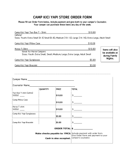 Day Camp Kici Yapi Store Order Form
