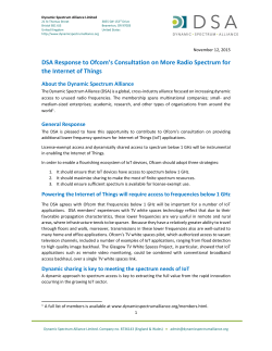 DSA Comments on Ofcom Consultation on More Radio Spectrum for