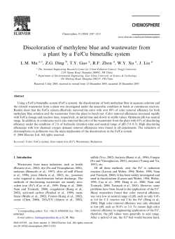 Discoloration of methylene blue and wastewater from a plant by a Fe