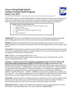 Clover Virtual High School Summer Initial Credit Program June 5