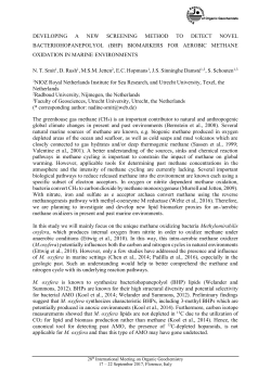 (bhp) biomarkers for aerobic methane oxidation in