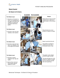 Mechanical Lift &ndash; Sit-Stand Lift Criteria