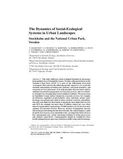 The Dynamics of Social-Ecological Systems in Urban