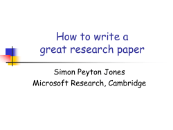 How to write a great research paper