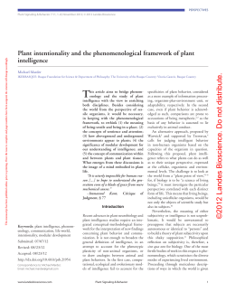Plant intentionality and the phenomenological framework of