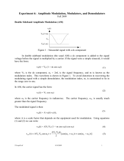 Experiment 6: Amplitude Modulation, Modulators, and Demodulators