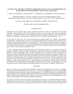 ACCURACY OF `APPARENT` PARTICLE FORMATION RATES