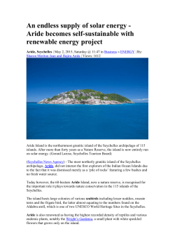Aride becomes self-sustainable with renewable energy project
