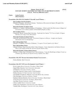 Monday, March 20, 2017 [M141] PLENARY SESSION: MASURSKY