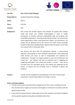 Job Title: Peer Circles Project Manager Responsible to: Quality
