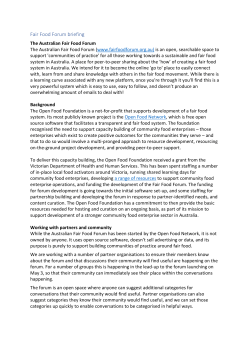 Fair Food Forum briefing - Australian Fair Food Forum