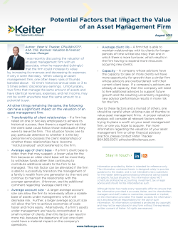 Potential Factors that Impact the Value of an Asset Management Firm