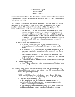 CRC Preliminary report and Talking Points