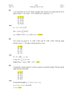 Phys101 Final Code: 1 Term: 132 Wednesday, May 21, 2014 Page