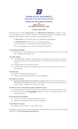 PERMIT HOLDER PARKING ADVISORY for BRONCO DAY and