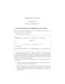 Math 131, Lecture 9 - University of Chicago Math