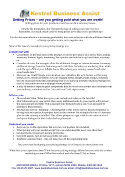 Setting Prices &ndash; are you getting paid what you are worth!