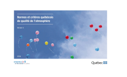 Normes et crit&egrave;res qu&eacute;b&eacute;cois de qualit&eacute; de l`atmosph&egrave;re, version 5