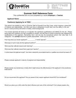 Summer Staff Reference Form
