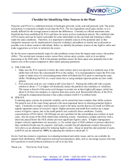 Checklist for Identifying Odor Sources in the Plant