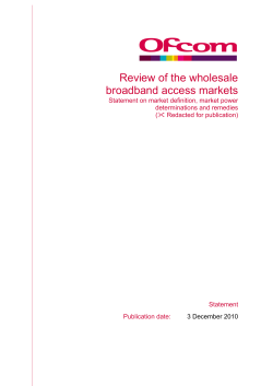 Review of the wholesale broadband access markets